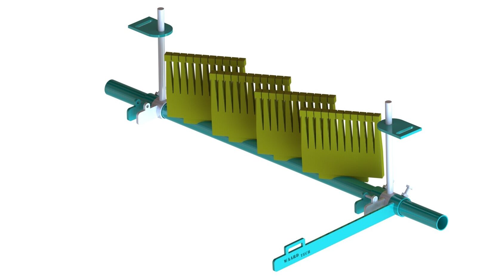 Chevronschraper voorzien van reinigingsinrichting.